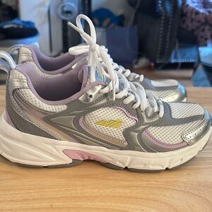 Avia Metallic Silver and Lavender Sneakers